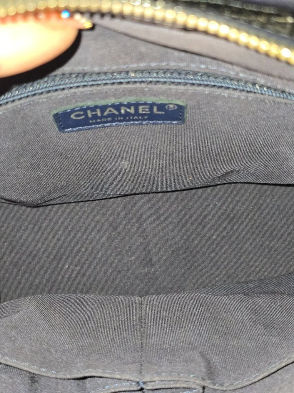 CHANEL Blue/Black Tweed Shoulder Bag